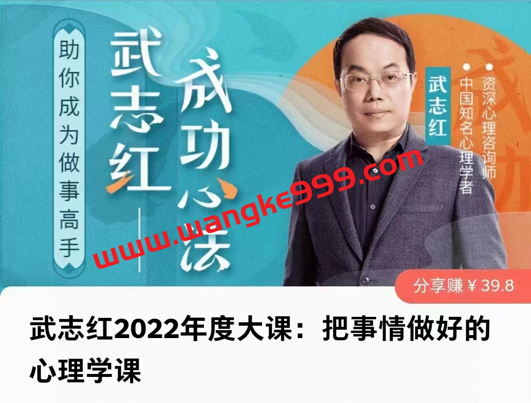 武志红2022年度大课：把事情做好的心理学课