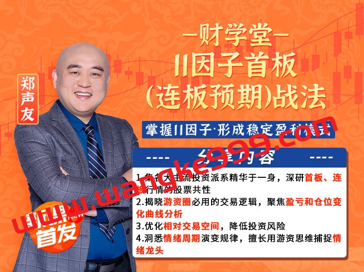 财学堂郑声友-11因子首板（连板预期）战法课程（含指标）