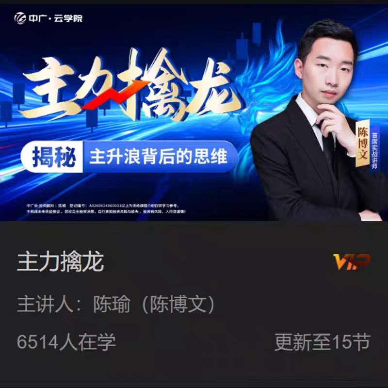 2024中广云陈博文初阶主力擒龙高阶降龙八式系统课小班课指标全套课程