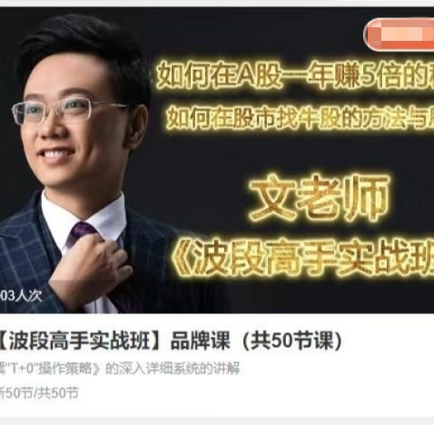 文秋明文老师【波段高手实战班】品牌课（共50节课）